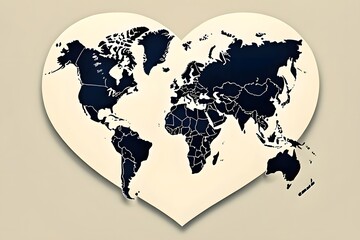 world map heart