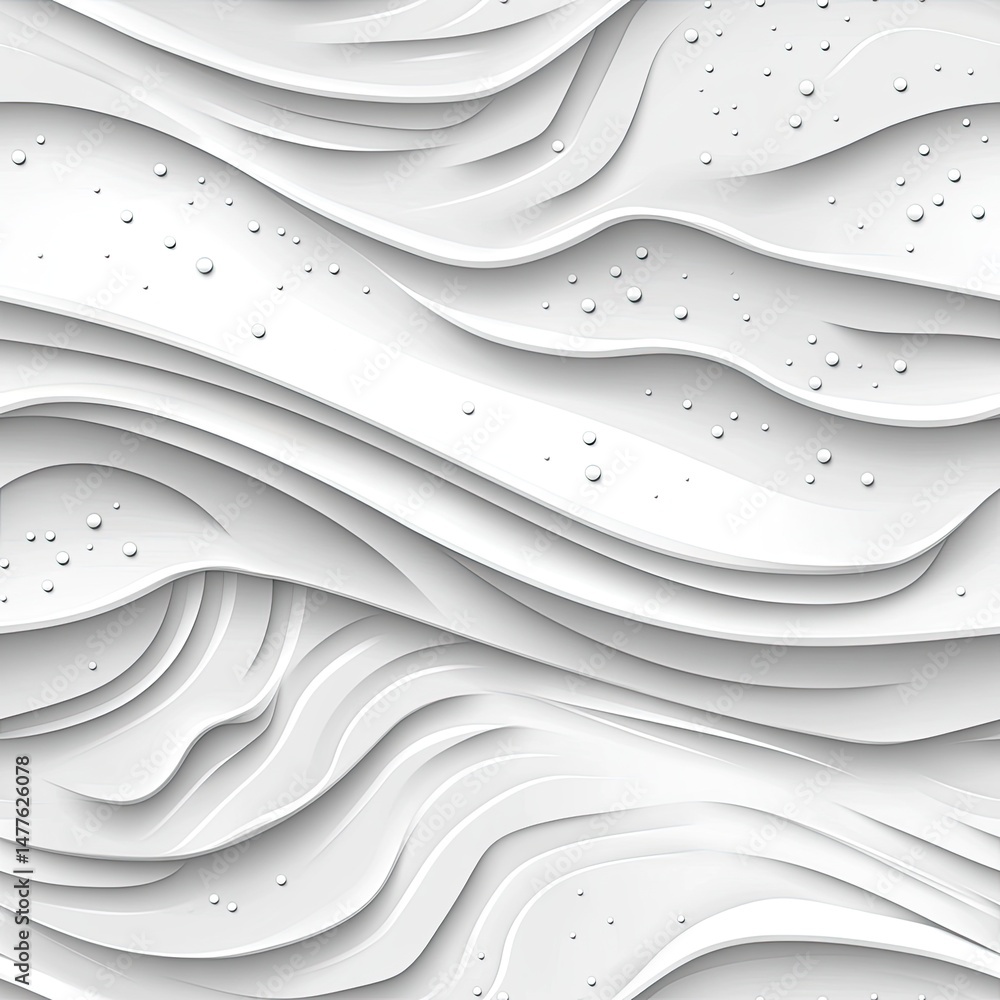 Poster close-up details reveal a dynamic landscape of dots and lines, creating a futuristic fabric-like eff