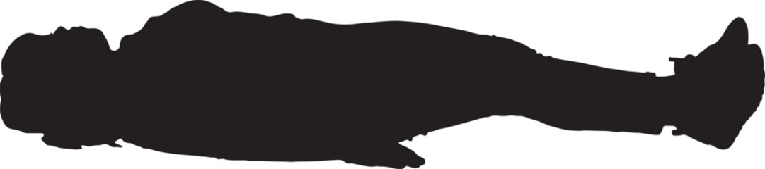  vector silhouette, side view of a relaxed woman lying face up