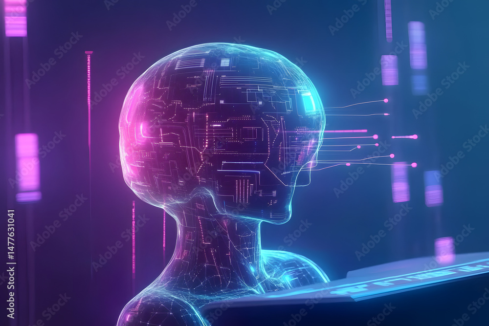 Poster artificial intelligence, knowledge expertise intelligence learn. technology and engineering. online 