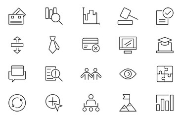 Headhunting outline web icons set. Recruitment, career, resume, work group, candidate, job hiring, collection. Vector illustration.
