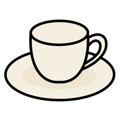 Glass coffee cup icon on white transparent background 