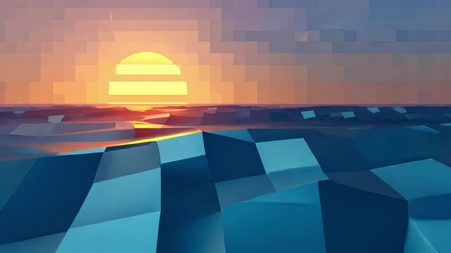 Computer generated image of a sunset over the ocean