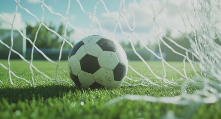 Soccer Ball in Net: A Serene Sporting Image