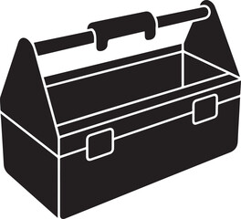 Tool Box Silhouette Vector – Black Maintenance Container Illustration