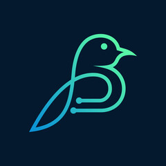 Modern Digital Bird Art Vector Design