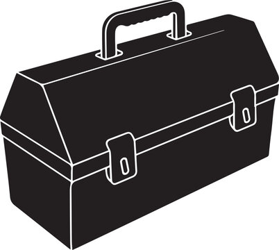 Tool Box Silhouette Vector – Black Maintenance Container Illustration
