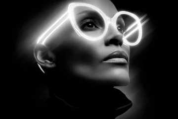 Stylish, futuristic eyeglasses on a woman's face. © Agent Neptunus