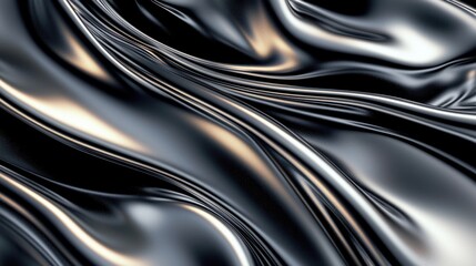 Fototapeta premium Abstract waves of dark silver fabric with reflective light details