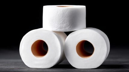 Three rolls of toilet paper stacked on top of each other