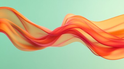 Abstract flowing fabric in warm sunset hues against a serene backdrop