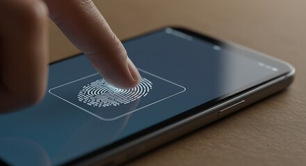 Fingerprint Authentication on Smartphone with Secure Access for Mobile Security and Identity Verification High-Tech Biometric Technology Privacy Protection