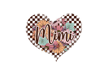 Mimi Heart Floral Checkered Sublimation Design

