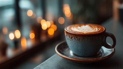 Warm latte art in a cozy cafe