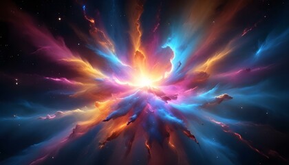 Fototapeta premium A stunning view of a colorful nebula, a celestial wonder with bright, vibrant hues and stars.