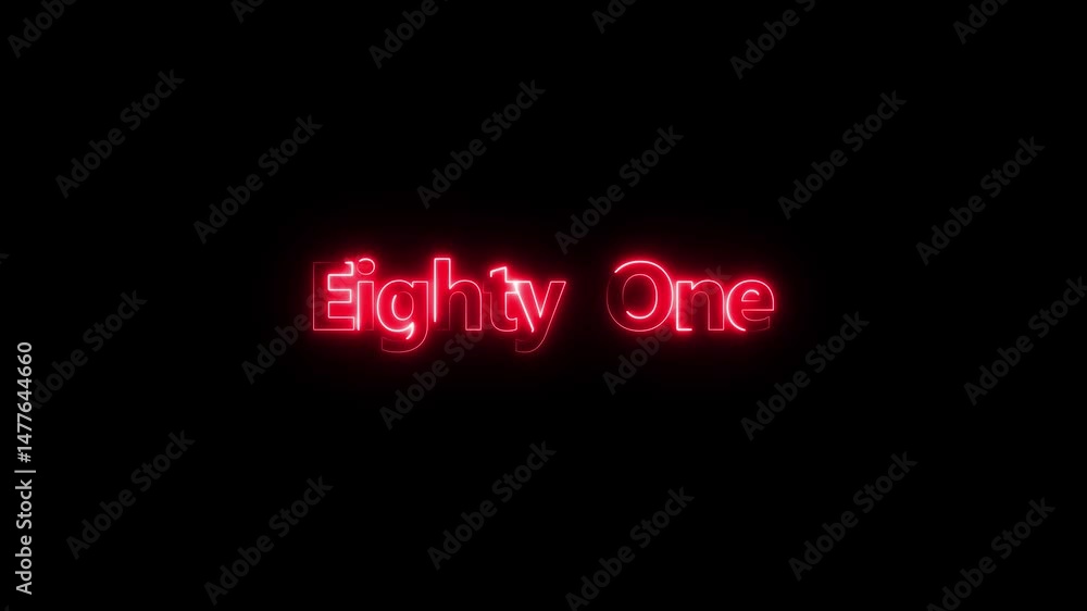 Aufkleber neon glowing text 81 number icon animation. glowing sign on black background neon number glowing tex