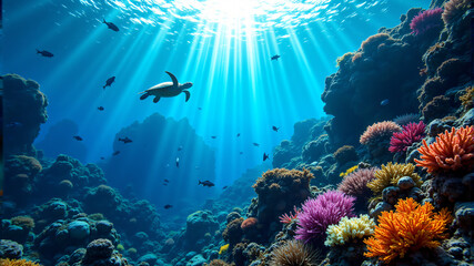 Vibrant Underwater Coral Reef Ecosystem