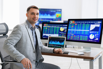 Portrait of financial trading specialist in office