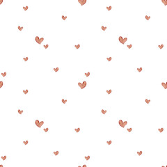 Watercolor pattern red hearts, symbol of love. Seamless print in vintage style. Illustration isolated background textile, fabric, baby clothes, packaging, paper, wallpaper, valentine's day, christmas