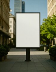 Blank billboard mockup on urban city area. Large empty white banner
