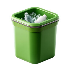 Green Recycling Bin with Waste