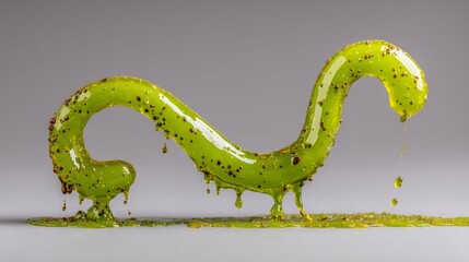Naklejka premium A green, slimy, long, twisted