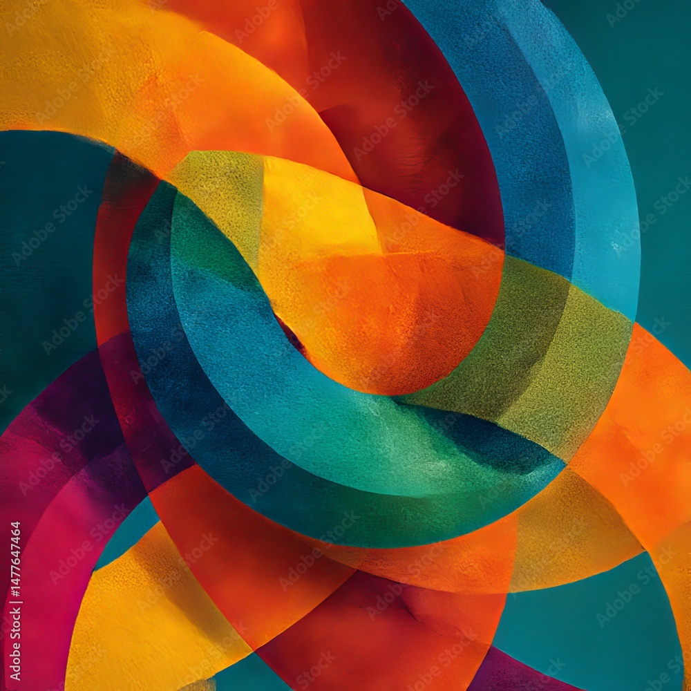 Fototapete Abstract Circles of Warm and Cool Tones Creating a Dynamic Visual Harmony and Textured Surface