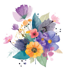 floral composition with flowers and leaves