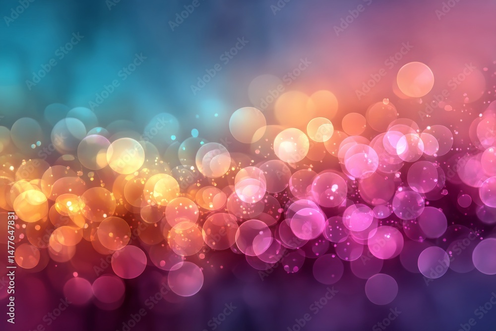 Aufkleber Abstract Sparkling Gradient: A Colorful Bokeh Light Display with Glowing Circles and Particle Effects