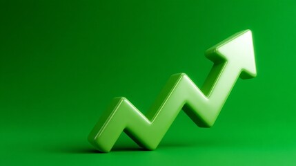 A green arrow pointing upwards on a green background