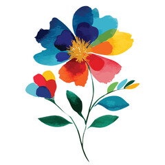 Watercolor simple abstract flower isolated
