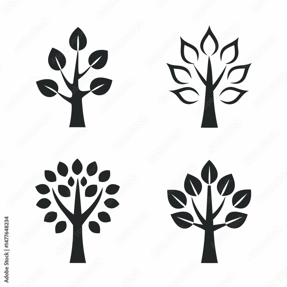 Poster simple tree icon collection vector set.