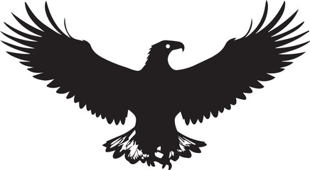 Obraz premium Silhouette of Flying Bald Eagle black and white vector 