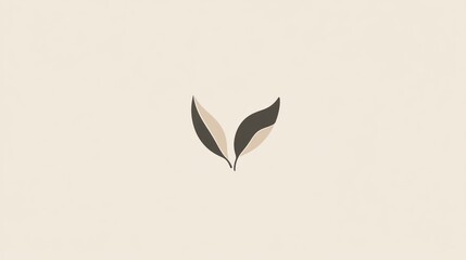 Fototapeta premium Two simple leaves in beige and dark brown