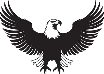 Silhouette of Flying Bald Eagle black and white vector 