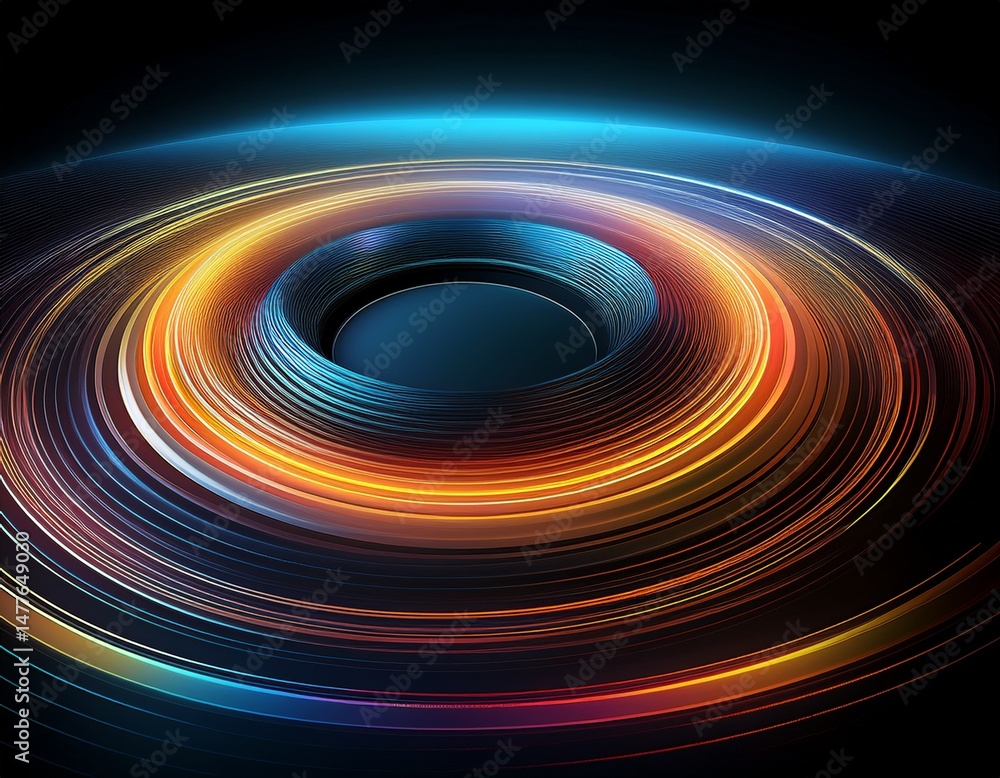 Poster digital orbit circular gradient waves for modern app interface