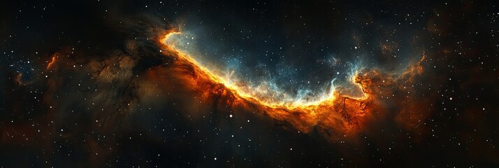 Obraz premium Cosmic Nebula with fiery space.