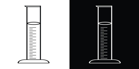 Minimalist Outline of Graduated Cylinders in Contrasting Black and White Backgrounds