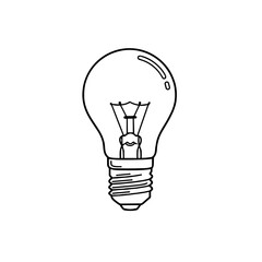 Light bulb illustration in minimalist black and white style  