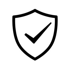Shield with check mark symbol in minimalist style  