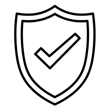 recommend clip art: Line art shield with checkmark symbolizing protection and security  