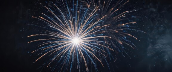 Fototapeta premium Stunning blue fireworks explosion, dark starry backdrop , celestial, burst
