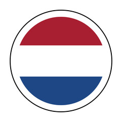 A circular icon in the colors of the Netherlands' flag, representing a 'Made in the Netherlands' logo concept.