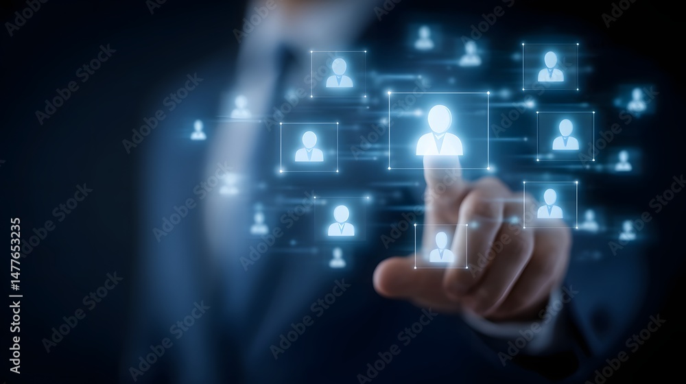 Poster futuristic technology network visualizing connections data flow and digital communication in a busin