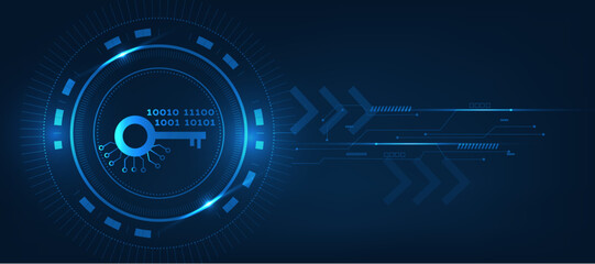 Obraz premium cyber key protection over internet abstract background with blue lights