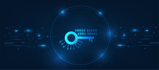 cyber key protection over internet abstract background with blue lights