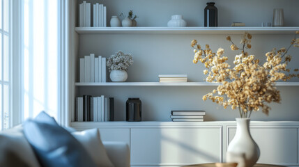 White Modern  Office Wall bookshelf