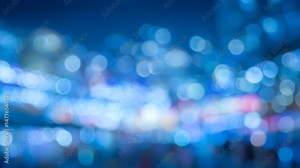 Poster captivating abstract background of blurred twinkling blue lights with a vibrant luminous bokeh effec