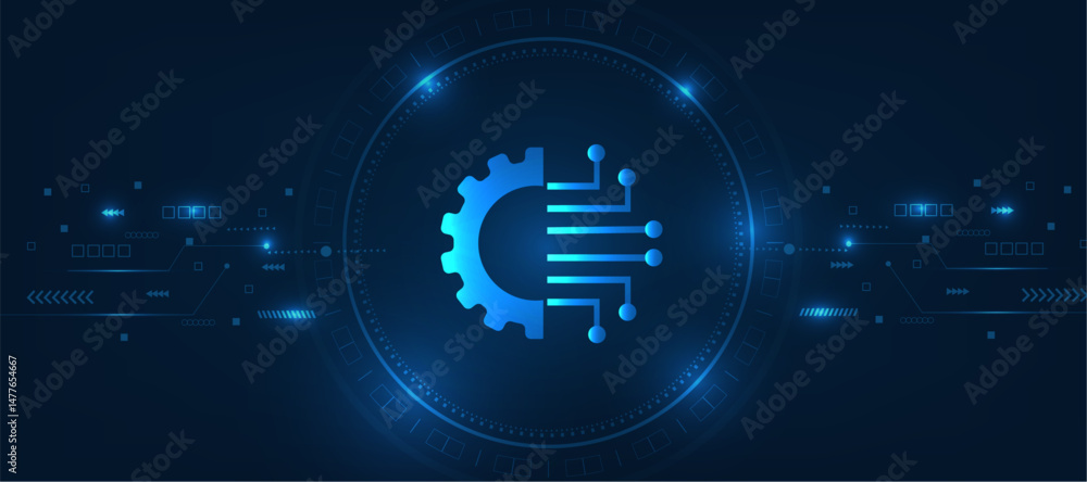 Poster abstract technology background with artificial intelligence business management concept