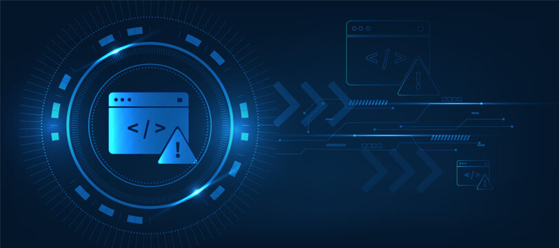 code error alert for developer blue technology background